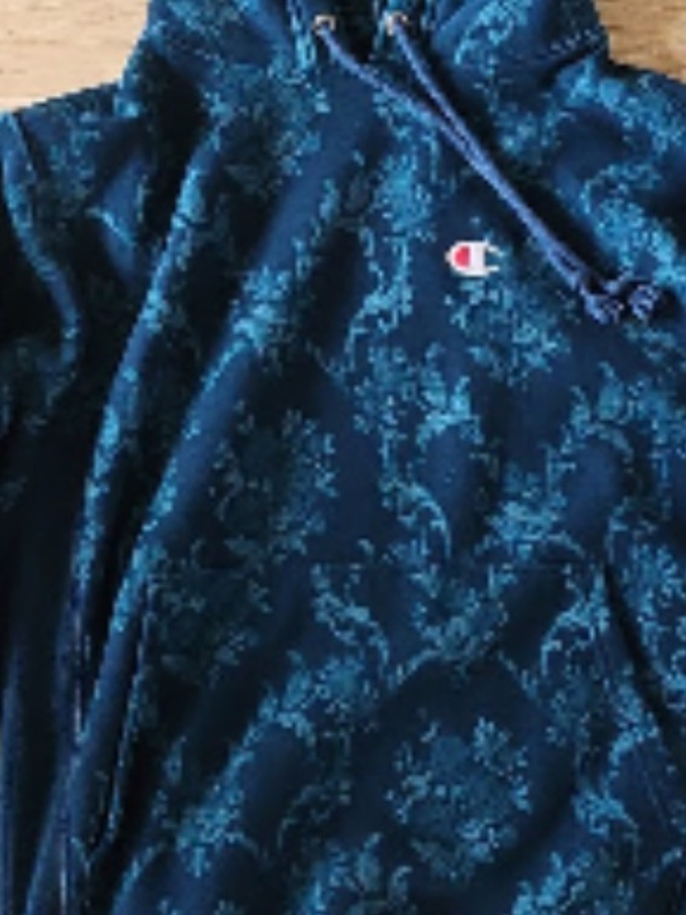 Champion Teal Brocade Reverse Weave Sweatshirt Hoodie Size XL - Picture 7 of 7